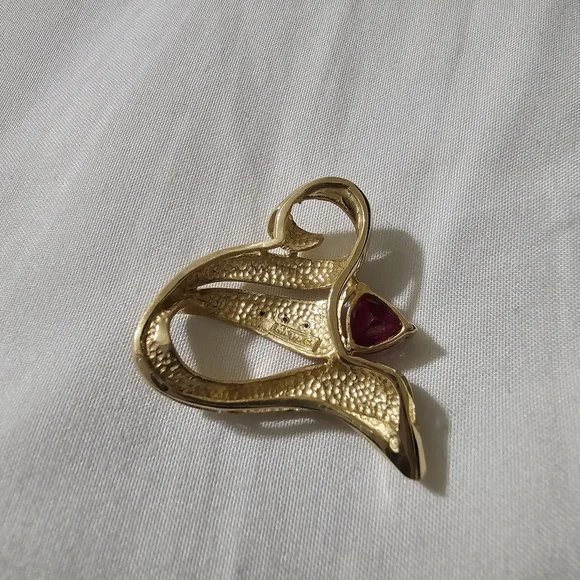 Elegant 14k Gold Ruby Diamond Huge Pendant